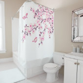 フローラさくらんぼブラッズホワイトピンク シャワーカーテン (インサイチュ)