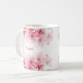 フローラさくらんぼブロッサムあなたの名前モノグラムマグ コーヒーマグカップ (正面左)