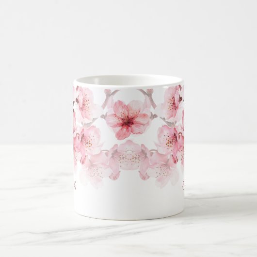 フローラさくらんぼブロッサムあなたの名前モノグラムマグ コーヒーマグカップ (中央)