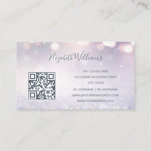 フローラさくらんぼブロッサムデュスキーピンクマウヴグリッター 名刺 (裏面)