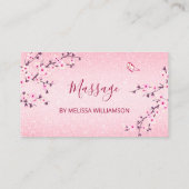 フローラさくらんぼブロッサムピンクグリッターロイヤリティ 名刺 (裏面)