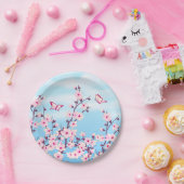 フローラさくらんぼブロッサムピンクブルー ペーパープレート (パーティー)
