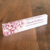 フローラさくらんぼブロッサムピンクホワイト デスクネームプレート (側面)