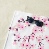 フローラさくらんぼブロッサムピンクホワイト ビーチタオル (インサイチュ)