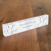 フローラさくらんぼブロッサムホワイトブルーマーブル デスクネームプレート (側面)