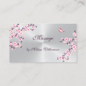 フローラさくらんぼブロッサムロイヤリティカードピンクシルバー 名刺 (裏面)