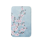 フローラさくらんぼ咲きダスティピンクスカイブルー バスマット (正面縦)