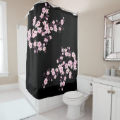 フローラさくらんぼ咲きピンクブラック シャワーカーテン (インサイチュ)