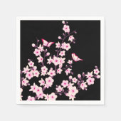 フローラさくらんぼ咲きピンクブラック スタンダードカクテルナプキン (正面)