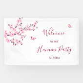 フローラさくらんぼ咲きピンク白パーソナライズ 横断幕 (横)