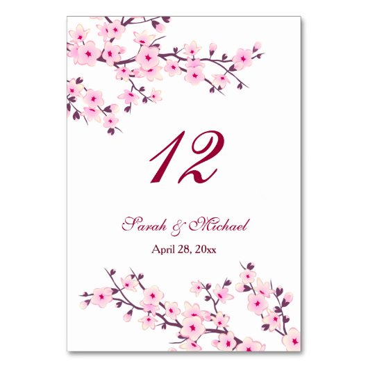 フローラさくらんぼ咲きピンク結婚ホワイト テーブルナンバー (裏面)