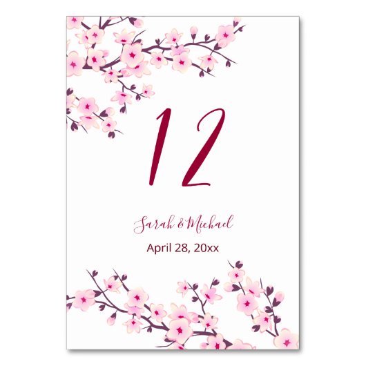 フローラさくらんぼ咲きピンク結婚ホワイト テーブルナンバー (裏面)