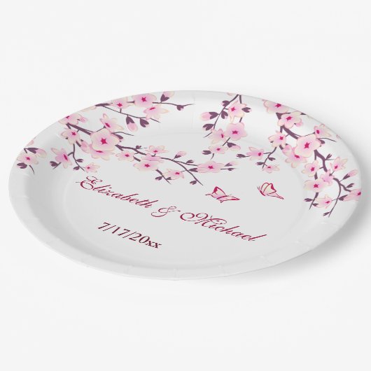フローラさくらんぼ結婚の花 ペーパープレート (アングル)