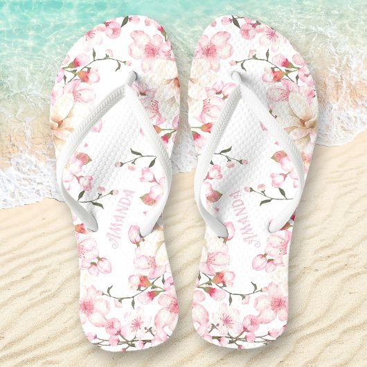 フローラさくらんぼ花の名前ピンクホワイト ビーチサンダル