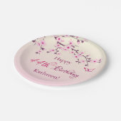 フローラさくらんぼ花カスタム誕生日  ペーパープレート (アングル)