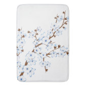 フローラさくらんぼ花ズブルーホワイト バスマット (正面縦)