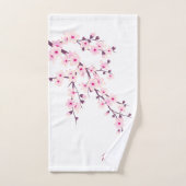 フローラさくらんぼ花ズモノグラムピンクホワイト バスタオルセット (ハンドタオル)