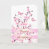 フローラさくらんぼ花ハッピーバースデー カード (正面)