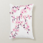 フローラさくらんぼ花ピンクの背景 アクセントクッション (正面(垂直))