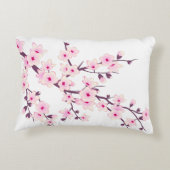 フローラさくらんぼ花ピンクの背景 アクセントクッション (裏面)