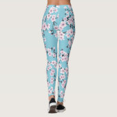 フローラさくらんぼ花ピンクブルー レギンス (裏面)