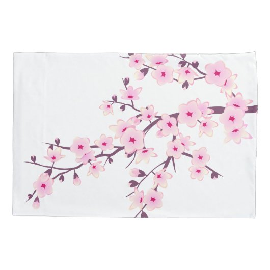 フローラさくらんぼ花ピンクホワイト 枕カバー (裏面)