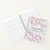 フローラさくらんぼ花ピンク灰色の大理石の名前を追加 ノートブック (内部)