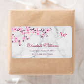 フローラさくらんぼ花ピンク灰色の大理石 ラベル (インサイチュ)