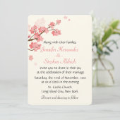 フローラさくらんぼ花フラワーホワイト&ピンク結婚ズ 招待状 (スタンド正面)