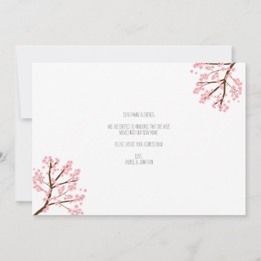 フローラさくらんぼ花桜ツリー引っ越しました 招待状 (裏面)