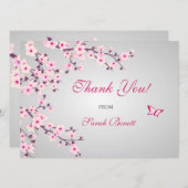 フローラさくらんぼ花赤ちゃんシャワーサンキューカード 招待状 (正面/裏面)