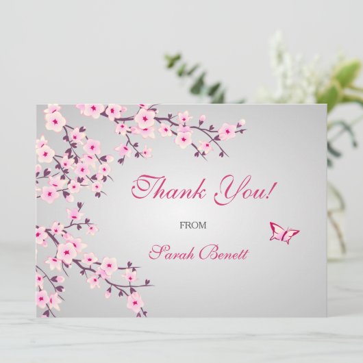 フローラさくらんぼ花赤ちゃんシャワーサンキューカード 招待状 (スタンド正面)