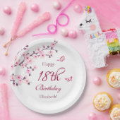 フローラさくらんぼ花 |誕生日カスタムパーティー ペーパープレート (パーティー)