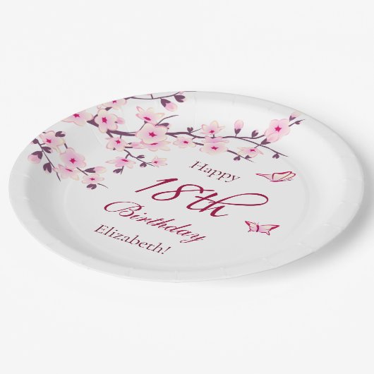 フローラさくらんぼ花 |誕生日カスタムパーティー ペーパープレート (アングル)