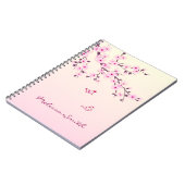 フローラさくらんぼBlossom Monogram名前と年を追加 ノートブック (左側)