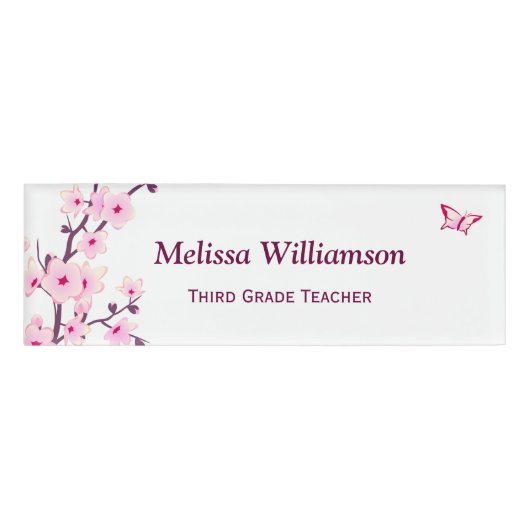 フローラさくらんぼBraws White Pink先生名タグ 名札 (正面)