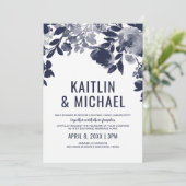 フローラすべて1つの結婚式招待状（ネイビーブルー） 招待状 (スタンド正面)