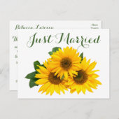 フローラたった今結婚しましたひまわりイエローグリーン結婚ズ 案内ポストカード (正面/裏面)