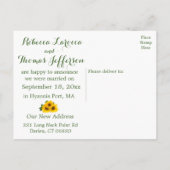 フローラたった今結婚しましたひまわりイエローグリーン結婚ズ 案内ポストカード (裏面)