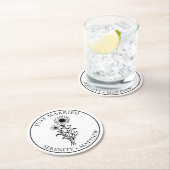 フローラたった今結婚しましたひまわり結婚白黒 ラウンドペーパーコースター (インサイチュ)