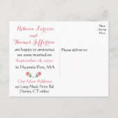 フローラたった今結婚しましたウオーターカラーピンクローズ結婚ズ 案内ポストカード (裏面)