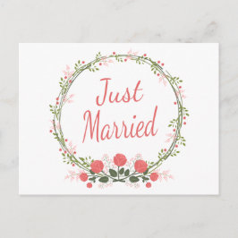 フローラたった今結婚しましたバラリースピンクレッド結婚ズ 案内ポストカード