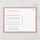 フローラたった今結婚しましたピンクペニーエレガントウェディング 案内ポストカード (裏面)