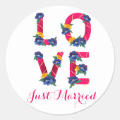 フローラたった今結婚しましたピンクラブ結婚フラワーズ ラウンドシール (正面)