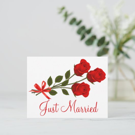 フローラたった今結婚しましたレッドローズ結婚フラワーズ 案内ポストカード (スタンド正面)