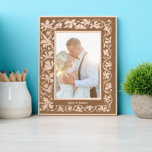 フローラつる植物の縁ど葉 レーザー彫刻フレーム