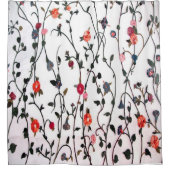 フローラつる植物コーラルピンクブルーフェミニン シャワーカーテン (正面)