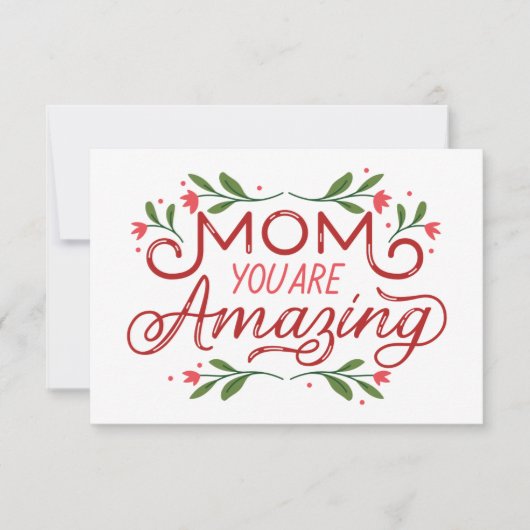 フローラつる植物ボーダーママあなたは素晴らしい サンキューカード (正面)