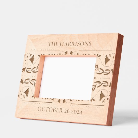 フローラつる植物モノグ結婚ラム レーザー彫刻フレーム (左)