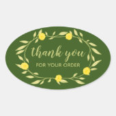 フローラつる植物リースありがとうオーダーシック 楕円形シール (正面)